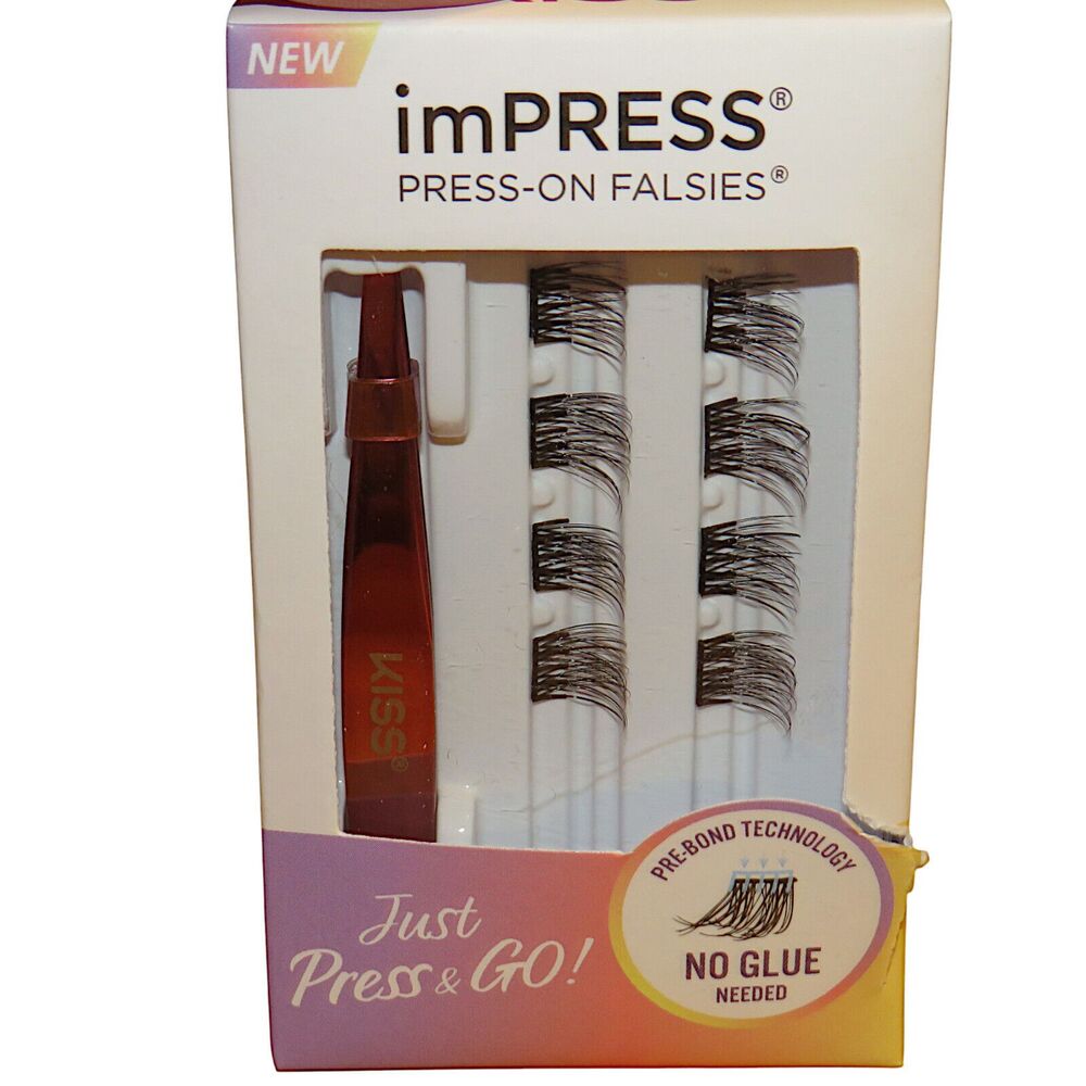KISS Products imPRESS Press-On Falsies Eyelash Clusters Kit 8 ct w TWEEZER NIB